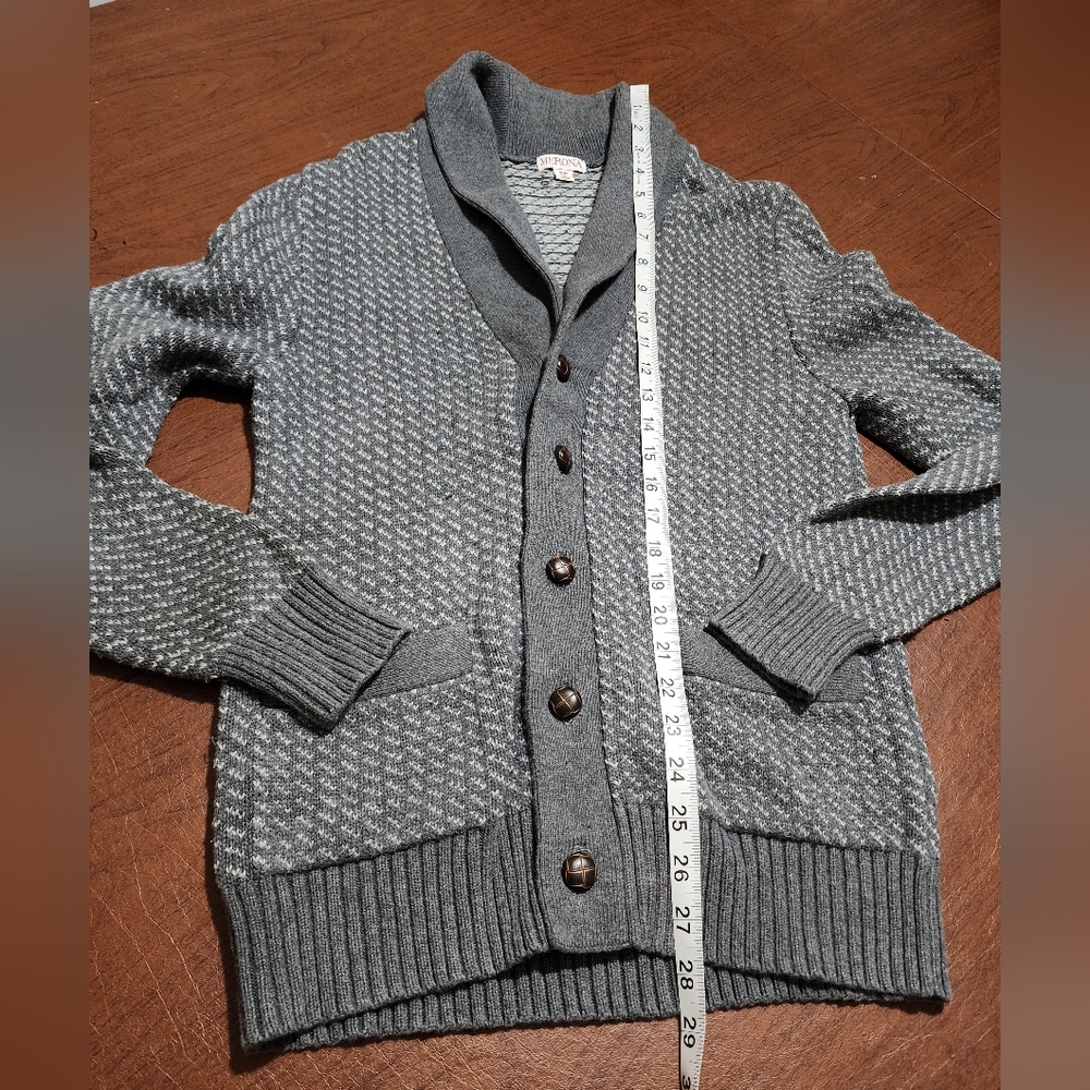 Merona Men's Textured Gray Cardigan Sweater - Picture 3 of 8